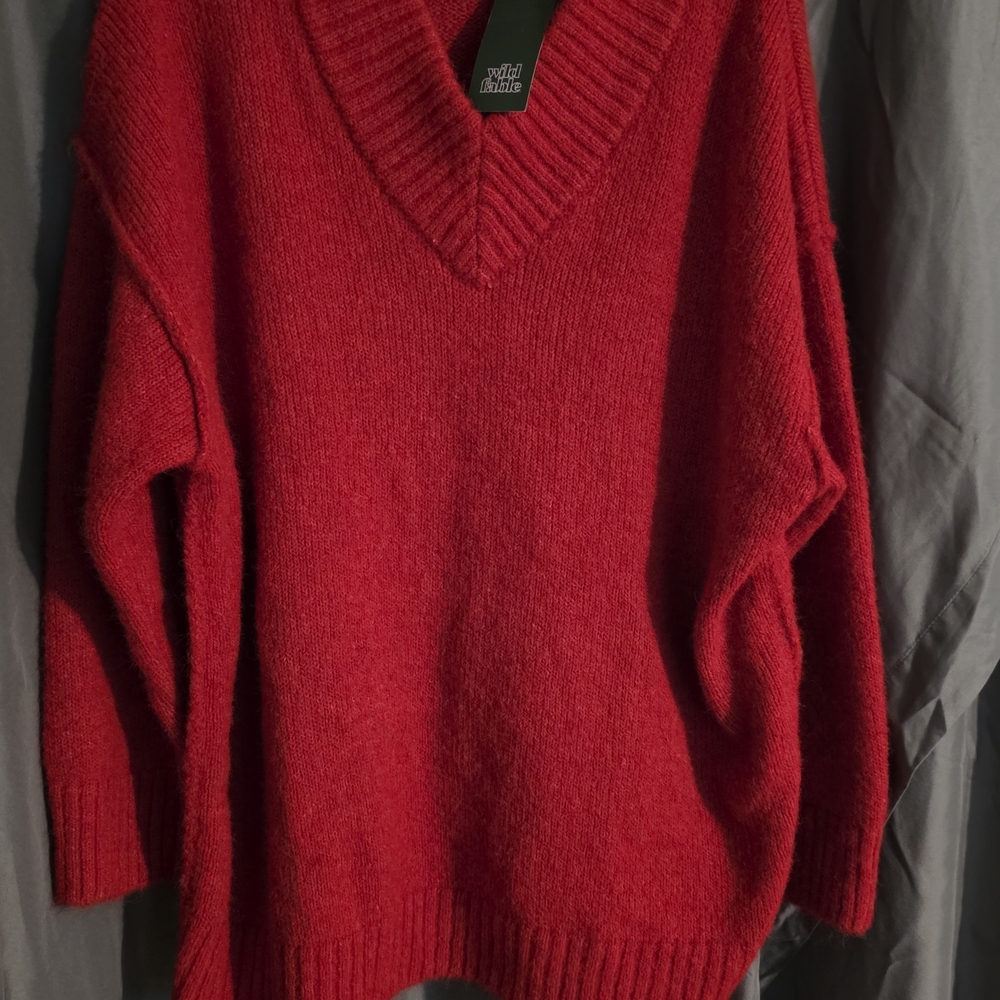 Red V-Neck Sweater